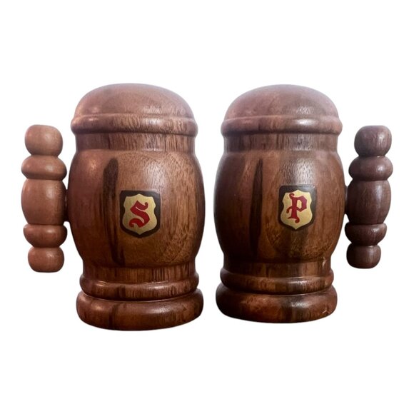 Wooden Salt and Pepper Shakers 3”Barrel Shaped - Picture 1 of 7